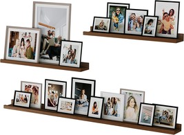 Wallniture Denver Set Of 3 Walnut Color Multi Size Floating Shelves, Pic... - £67.61 GBP