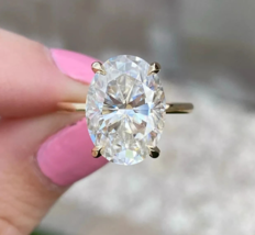 2.50CT Oval Cut GRA Moissanite Solitaire Engagement Ring 14k Yellow Gold Plated - $154.58