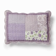 Donna Sharp Lavender Rose Cozy Cottage Cotton Patchwork Quilted Pillow Sham - £33.53 GBP