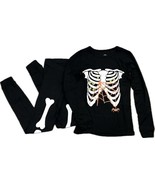 Skeleton Halloween Glow In The Dark Pajamas Two Piece Black Size 12/14 NEW - $376.33 MXN