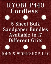 RYOBI P440 Cordless - 1/4 Sheet - 17 Grits - No-Slip - 5 Sandpaper Bulk Bundles - $4.99