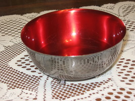 Wallace Silver Plate-Footed Bon Bon Bowl-Ruby Clad-#637-USA - $12.00