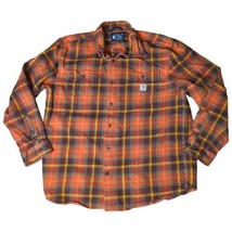 Carhartt Loose Fit Heavy Weight Flannel Shirt Mens L Reg Orange Plaid  1... - $32.68
