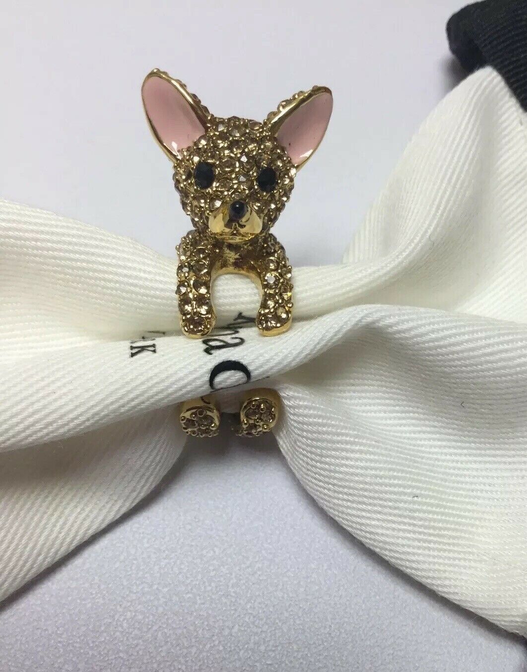 Primary image for KATE SPADE Haute Stuff Chihuahua Dog Ring Size 7 Gold Plated w/ KS Dust Bag New
