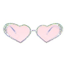 Donna Forma Cuore Occhiali da Sole Colorati Ab Strass Colore Lenti UV 400 - $14.09