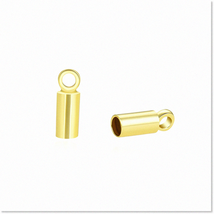 10pcs Gold Plated Sterling Silver Cord End Caps - Hypoallergenic, Nickel Free fo - $28.70