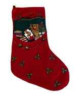 Vintage Red Green Christmas Teddy Stocking Holly Toy Soldier Bells Holly... - £5.18 GBP