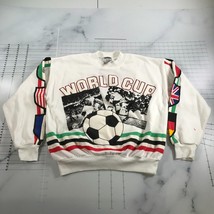 Vintage World Cup Sweatshirt Mens Large White International Flags Foam S... - $233.50