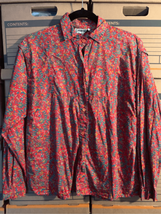 Vintage Floral Blouse Button Up Shirt- Grannycore Renoma Paris-Red L/S Medium - £5.49 GBP
