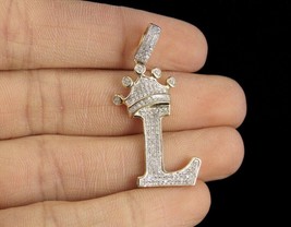 Initial Letter L Crown Diamond Custom Pendant In 10K Yellow Gold Fn 2.00 Ct 1.5&quot; - £106.28 GBP