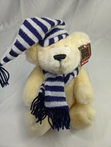 Dan Dee Cream Bear Plush Silver Blue Hat Scarf 10 Inch Stuffed Animal Toy - $16.95