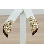 Vintage Napier Faux Pearl Half Moon Clip On Earrings - £7.30 GBP