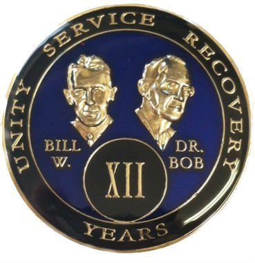 AA Founders Tri-Plate Medallion Blue Year 1 - 65 Bill & Bob Chip