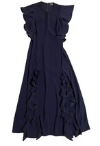 Sachin &amp; Babi Noir Navy Blue RUFFLED Illiana Evening Gown Dress Sz 10 NWT $850 - $316.00