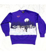 Signal Sports Turkey Run Wolves Purple All Over Print Sweater Sz: M Vint... - $54.40 CAD