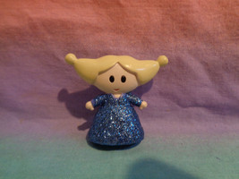 Mini Girl Doll PVC Blonde Hair Blue Glitter Dress - £3.09 GBP