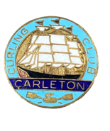 Carleton Curling Club Curlers  Enamel Medal Pin Sailing Boat 1950s Rare - $9.90