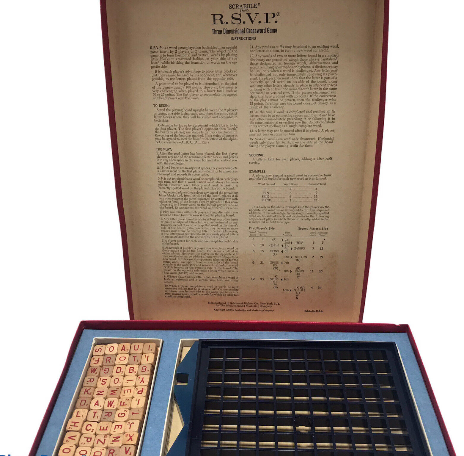 Vintage Scrabble RSVP Three Dimensional Crossword Game Brand 1966/70  Board Game - £15.19 GBP