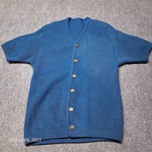 VTG Unbranded Cardigan Sweater Men Size Small Blue V Neck - $15.56