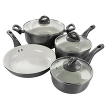 Gibson Home Hestonville 7 Piece Aluminum Nonstick Cookware Set in Grey with Bake - £123.32 GBP