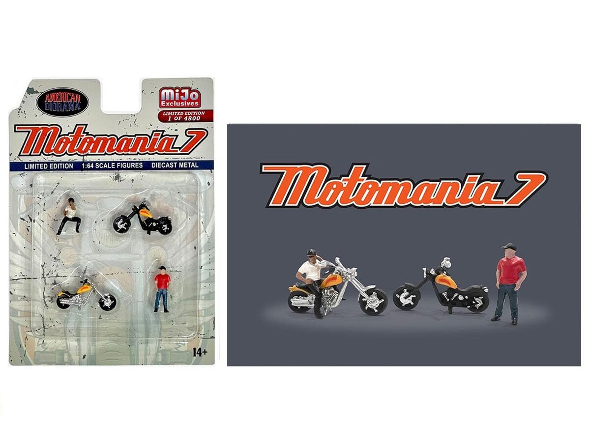 Motomania 7&quot; 4 Piece Diecast Figure Set (2 Figures, 2 Motorcycles) Limit... - $13.95