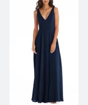 After Six Womens A Line Dress Blue Maxi V Neck Sleeveless Chiffon 10 R New - £36.96 GBP