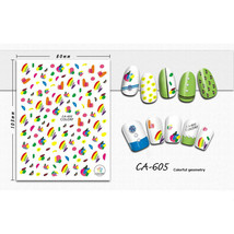 Nail art 3D stickers decal red pink blue orange brown strokes CA605 - £2.54 GBP