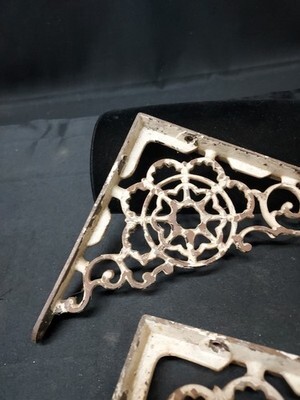 Old Cast Iron Wall Shelf Brackets Ornate Eastlake Hardware Set Pair Victorian  Item image 2