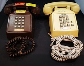 Set of 2 Vintage Western Electric Bell South Yellow and Brown Push Butto... - $69.29
