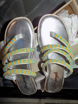 Free People &quot;Beatrice&quot; Beaded  Sandal Platino Combo Size 39 (8.5/9) NEW - $98.00