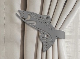 Fishing Theme Jumping Trout Drapery Holdback in Black Rust or Unpainted - $39.00