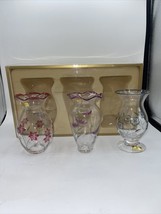 Lenox Floral Spirit Set of 3 Mini Vases Crystal Hand cut &amp; Handpainted New 6.5&quot; - £27.73 GBP