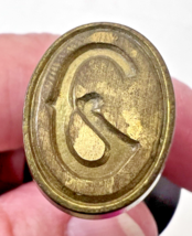 Wood Brass Wax Seal With Letter C or G in 3/4 x 5/8 Oval - $18.32