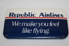 Vintage REPUBLIC AIRLINES Pinback &quot;We Make You Feel Like Flying&quot;  A23 - £7.86 GBP