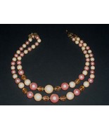 Necklace Beaded Costume Jewelry Vintage 1950&#39;s 1960&#39;s Double Strand 16&quot; ... - $570.01 MXN
