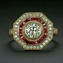 Octogone Vintage 2Ct Simulé Diamant Art Déco Mariage Bague Argent Plaqué Or - £263.37 GBP