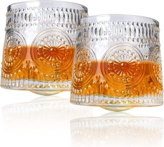 Crystal Whiskey Glasses Old Fashioned Vintage Bourbon Barware Drinking Lowball 2 - £25.94 GBP