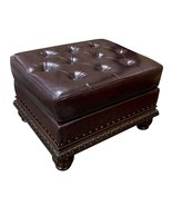 Anondale Ottoman, Espresso Top Grain Leather Match &amp; Cherry Finish - $707.00 CAD