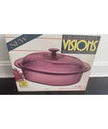 VISIONS 4QT / L  CRANBERRY COVERED OVAL ROASTER/CASSEROLE  # 6015086  19... - $75.05 CAD