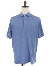 Johnnie-O Polo Shirt Mens Large Blue Drink All Over Print Golf Top of the Rock - $26.31