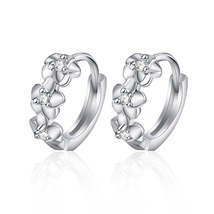 Cubic Zirconia &amp; Silver-Plated Flower Clip-On Earrings - £10.26 GBP