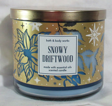 Bath &amp; Body Works 3-wick 14.5 oz Jar Scented Candle SNOWY DRIFTWOOD w/ ess oils - £30.85 GBP