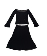 Beautiful People Black Velvet Long Sleeve Top + Midi Skirt Sz M - $1,441.86 MXN