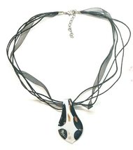 Home For ALL The Holidays Murano Glass Pendant Necklace on Ribbon (ORANGE) - $17.50