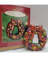 2001 Hallmark Keepsake Christmas Ornament Pressed Tin Wreath of Evergreens - $8.86