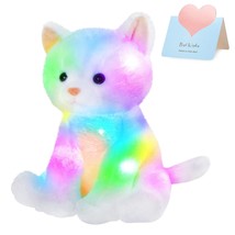 Light Up Kitty Stuffed Animal Cat Floppy Led Plush Toy Kitten Night Lights Glow  - £39.82 GBP