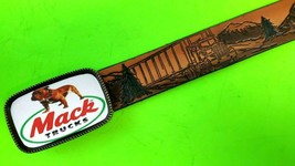 Mack Truck Leather Belt Cowhide And Matching Epoxy Mack Buckle - £31.10 GBP