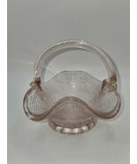 Vintage Light Pink Depression Glass Handled Basket 4&quot; Wavy Edge - $427.65 MXN