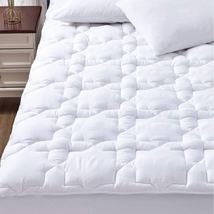 Quilted Mattress Pad Cotton Matress Topper Bed Cover Pillowtop Fitted De... - £52.39 GBP+