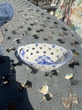 Delft Holland Hand Painted Blue White Dish Bowl Heart Pierced Windmill - $181.73 MXN